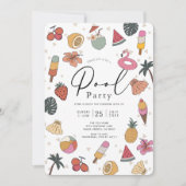 プールパーティー サマースイミング 大人 招待状 (正面)