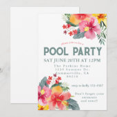 プールパーティー　サマーBBQ 招待状 (正面/裏面)