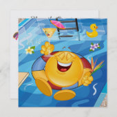 プールパーティー-スマイル! 招待状 (正面/裏面)