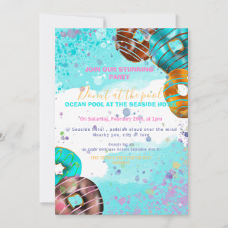 プールパーティー – ドーナツパーティー 案内状