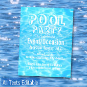 プールパーティー ビーチパーティー 青い海 熱帯 エレガント インビテーションポストカード