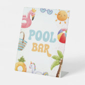 プールパーティー、ビーチ誕生日パーティプールバー 台座サイン (正面)