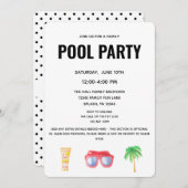 プールパーティー – ファミリークックアウト – Swimパーティー 招待状 (正面/裏面)