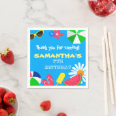 プールパーティー ブライトブルー カラー サマー バースデー ファン スタンダードカクテルナプキン (インサイチュ)