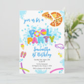 プールパーティー | モダンな夏の誕生日パーティー 招待状 (スタンド正面)
