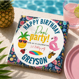 プールパーティー | モダンな夏の誕生日会 スタンダードカクテルナプキン