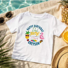 プールパーティー | モダンな夏の誕生日会 ベビーTシャツ