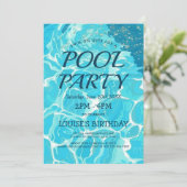 プールパーティー　ライトブルーの水　ご招待 招待状 (スタンド正面)