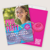 プールパーティー 写真付き 誕生日 インビテーション QR RSVP