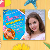 プールパーティー - 写真招待の女の子 招待状