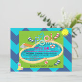 プールパーティー 夏の楽しみ 大人 子供 誕生日 招待状 (スタンド正面)