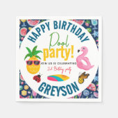 プールパーティー |夏モダンをテーマにした誕生日パーティー スタンダードカクテルナプキン (正面)