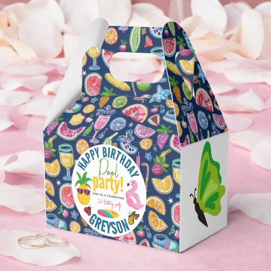 プールパーティー |夏モダンをテーマにした誕生日パーティー フェイバーボックス (ウェディング)