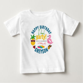 プールパーティー |夏モダンをテーマにした誕生日パーティー ベビーTシャツ