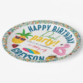 プールパーティー |夏モダンをテーマにした誕生日パーティー ペーパープレート (アングル)