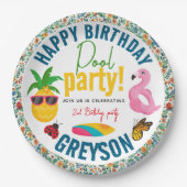 プールパーティー |夏モダンをテーマにした誕生日パーティー ペーパープレート (正面)