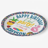 プールパーティー |夏モダンをテーマにした誕生日パーティー ペーパープレート (アングル)