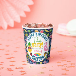 プールパーティー |夏モダンをテーマにした誕生日パーティー 紙コップ