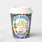 プールパーティー |夏モダンをテーマにした誕生日パーティー 紙コップ (裏面)