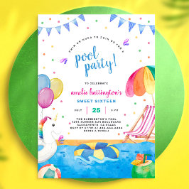 プールパーティー 夏季 ビーチ キッズ 誕生日 インビテーション