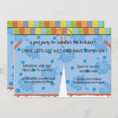プールパーティー-女子誕生日招待状 招待状 (正面/裏面)