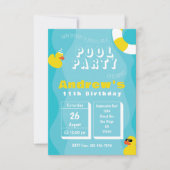プールパーティー – 子供をテーマにした誕生日パーティーの招待状 招待状 (正面)