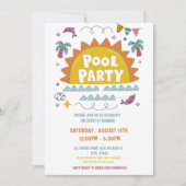 プールパーティー、学校の最終日 招待状 (正面)