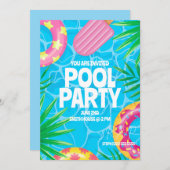 プールパーティー 招待状 (正面/裏面)