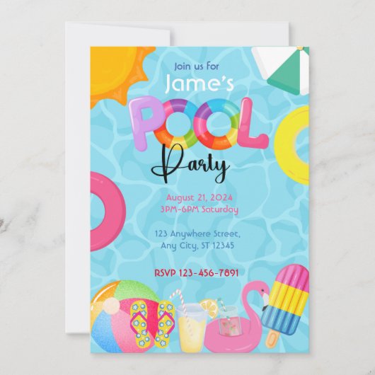 プールパーティー 招待状