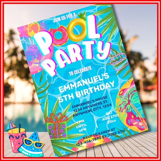 プールパーティー 招待状