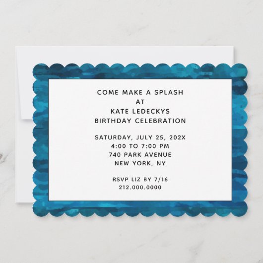 プールパーティー 招待状 (裏面)