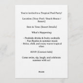 プールパーティー 招待状 (裏面)