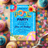 プールパーティー |水泳誕生日 招待状