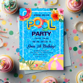 プールパーティー |水泳誕生日 招待状