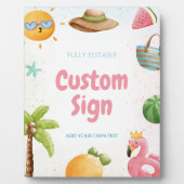 プールパーティー、熱帯ビーチ誕生日パーティーサイン フォトプラーク (正面)