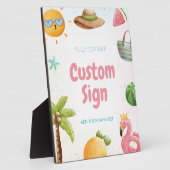 プールパーティー、熱帯ビーチ誕生日パーティーサイン フォトプラーク (側面)