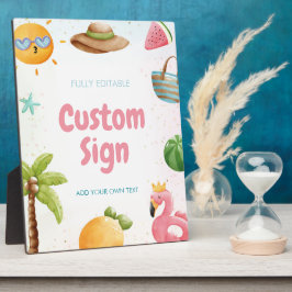 プールパーティー、熱帯ビーチ誕生日パーティーサイン フォトプラーク