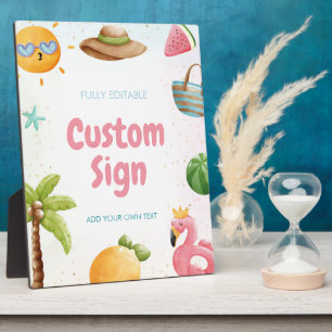 プールパーティー、熱帯ビーチ誕生日パーティーサイン フォトプラーク