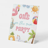 プールパーティー、熱帯ビーチ誕生日パーティーサイン 台座サイン (正面)