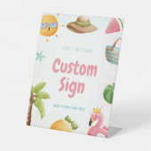 プールパーティー、熱帯ビーチ誕生日パーティーサイン 台座サイン (正面)