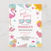 プールパーティー | 現代的な夏のテーマの誕生日パーティー ポストカード (正面)