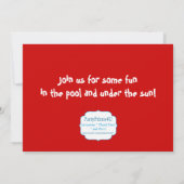 プールパーティー - 赤いチェブロンの誕生日招待状 招待状 (裏面)