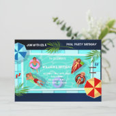 プールパーティーAnyAge誕生日招待状 招待状 (スタンド正面)