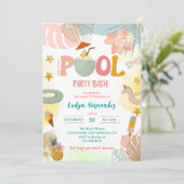 プールパーティーBash誕生日パーティー 招待状 (スタンド正面)