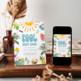 プールパーティーBash誕生日招待状 招待状