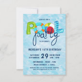 プールパーティーKId's誕生日パーティー 招待状 (正面)