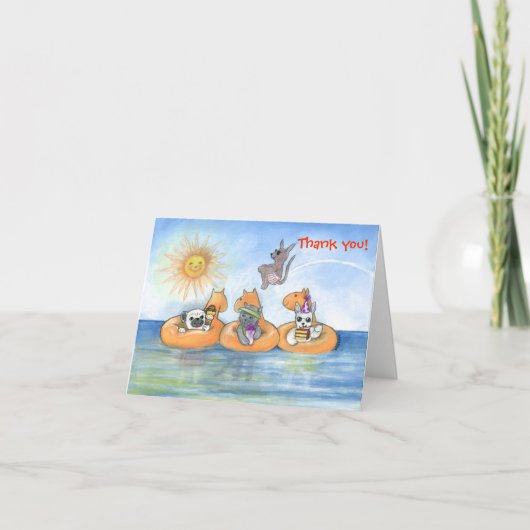 プールパーティーThank Youノートカード サンキューカード (正面)