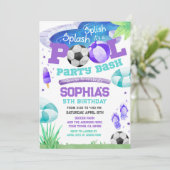 プールパーティ サッカー 誕生日 招待状 (スタンド正面)