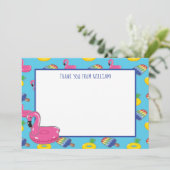 プールパーティ プールフロート柄 フラットパネル 招待状 (スタンド正面)