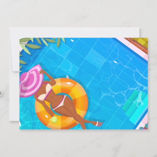 プールパーティ - 写真の女の子 招待状 (裏面)